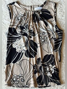 Calvin Klein Beige and Black Floral Sleeveless Camisole